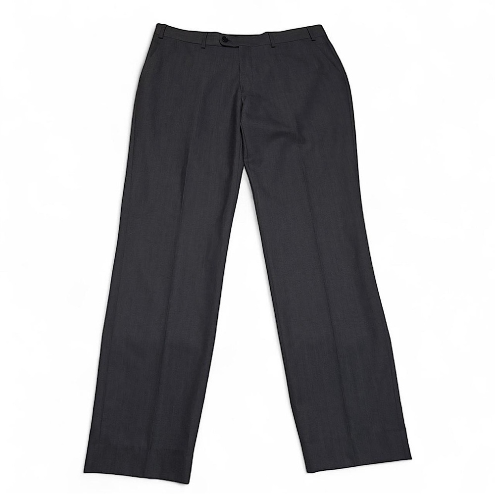 John Varvatos USA Dress Pants Mens 35R Navy Wool Blend Flat Front Tailored